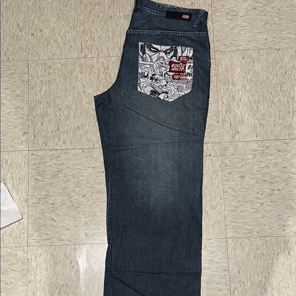 Ecko UNLTD Graphic Pocket Blue Jeans Baggy Fit 36x34